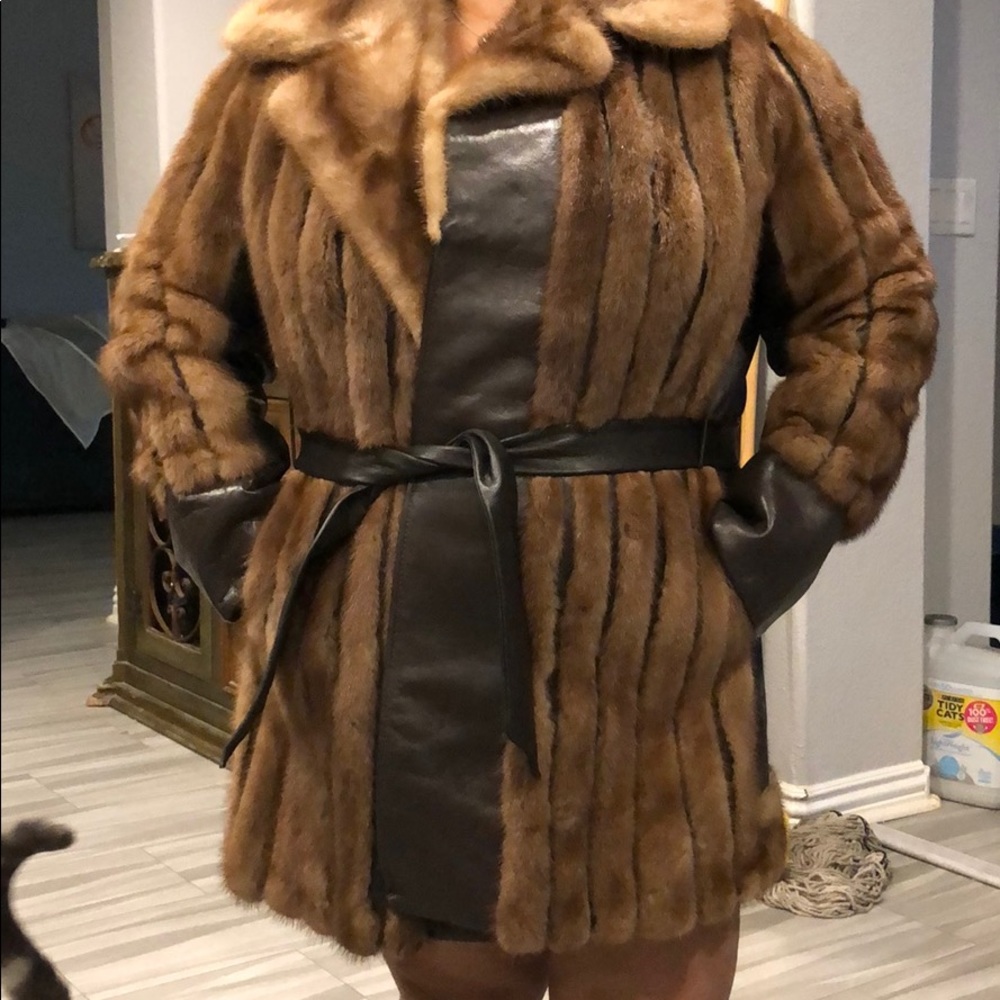 Vintage mink and leather coat